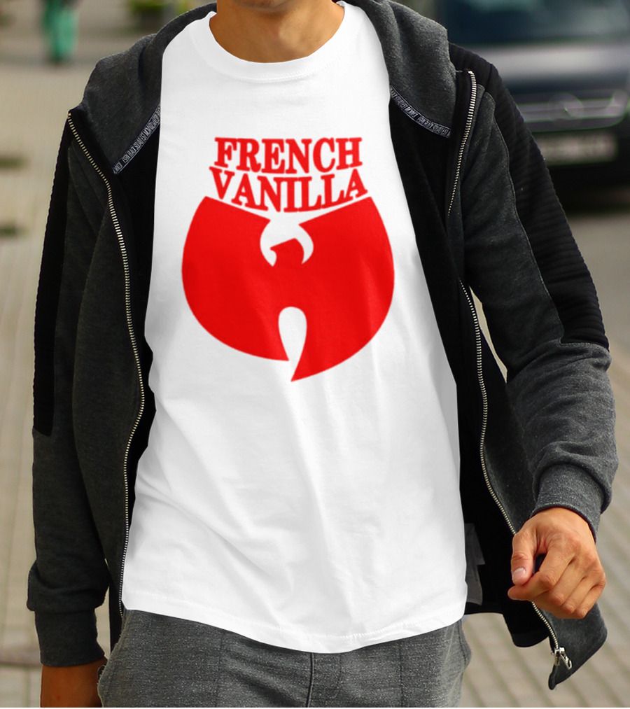 French Vanilla Wutang Logo Red Emblem T-Shirt