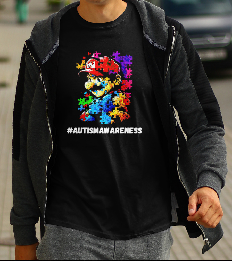 Mario Puzzle Autism Awareness T-Shirt