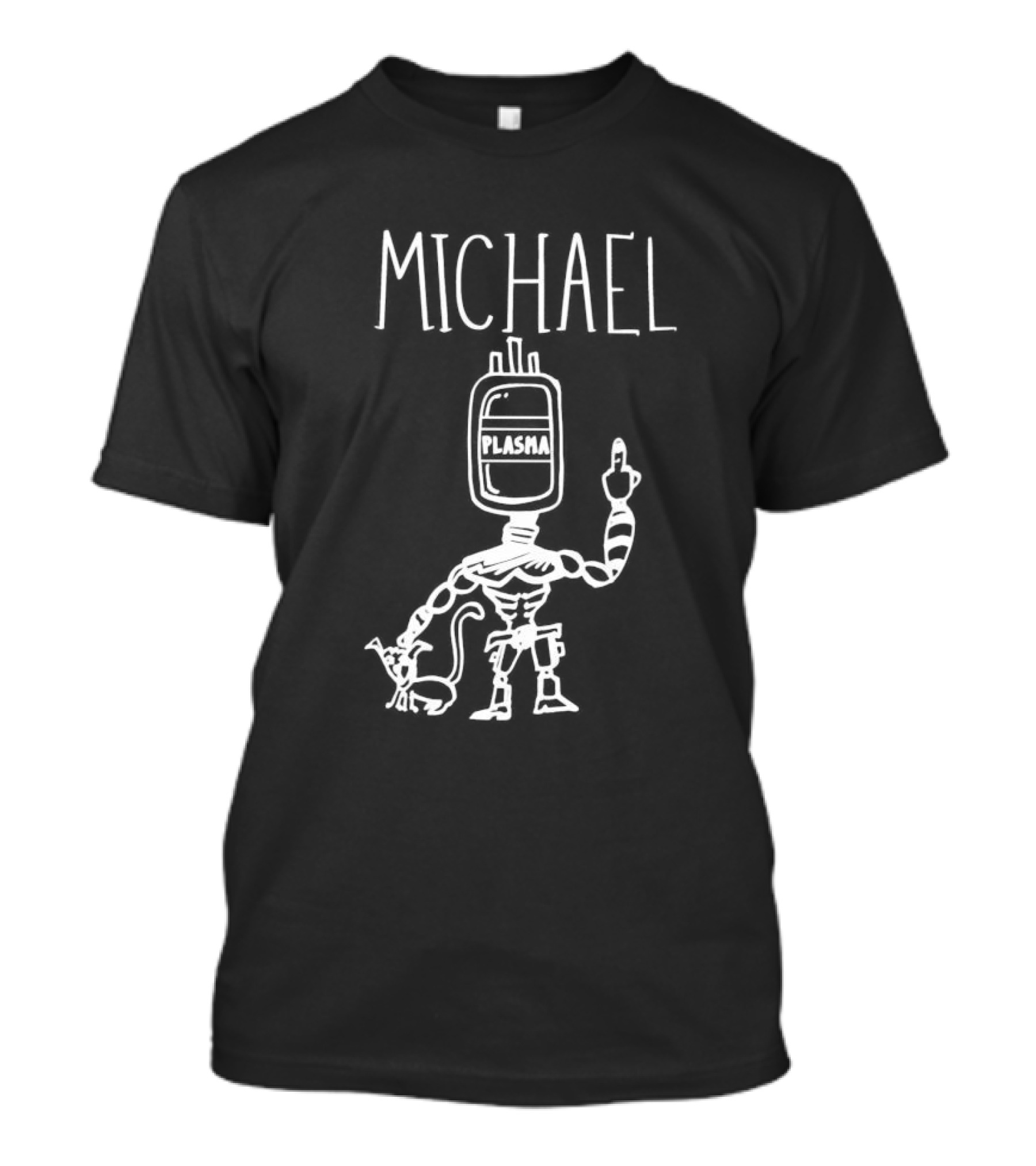 Michael Robot Plasma Figure With Cat T-Shirt