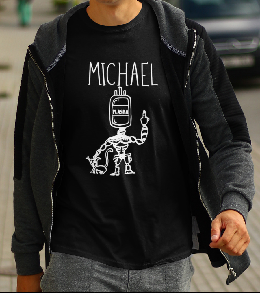 Michael Robot Plasma Figure With Cat T-Shirt