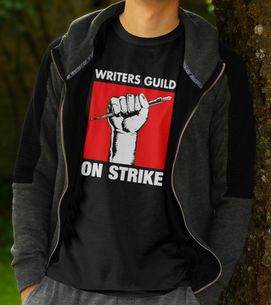 Writers Guild On Strike Raised Fist Pencil T-Shirt