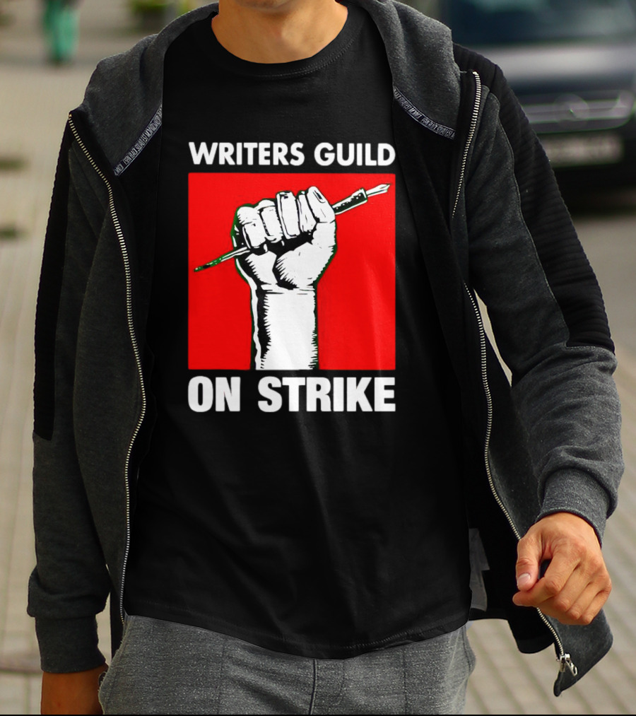Writers Guild On Strike Raised Fist Pencil T-Shirt