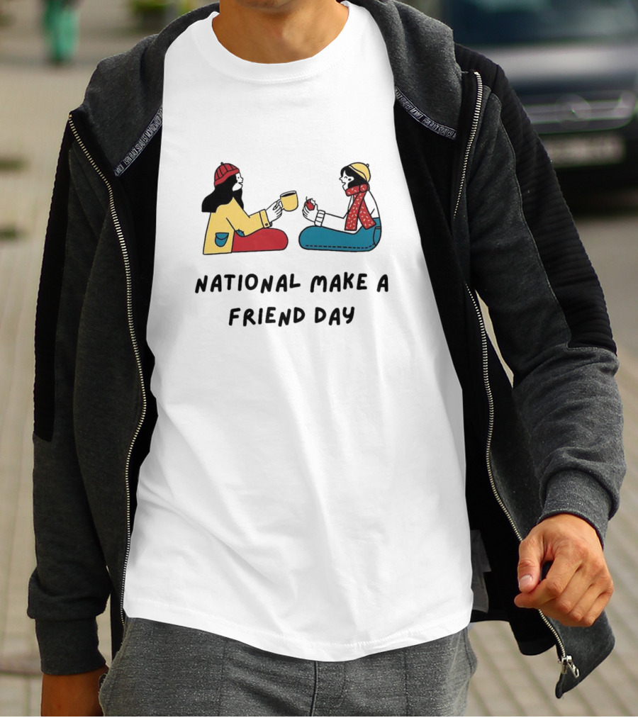 National Make A Friend Day Cozy Winter Scene T-Shirt