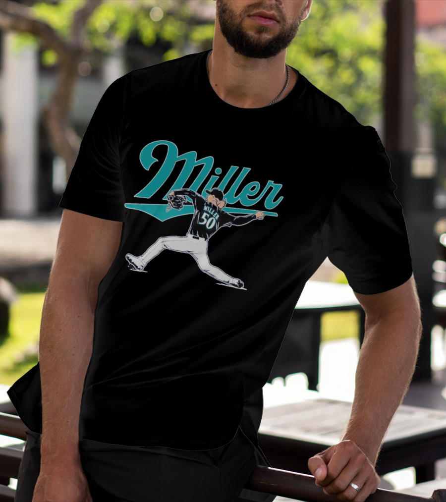 Seattle Mariners Bryce Miller 50 Pitcher T-Shirt