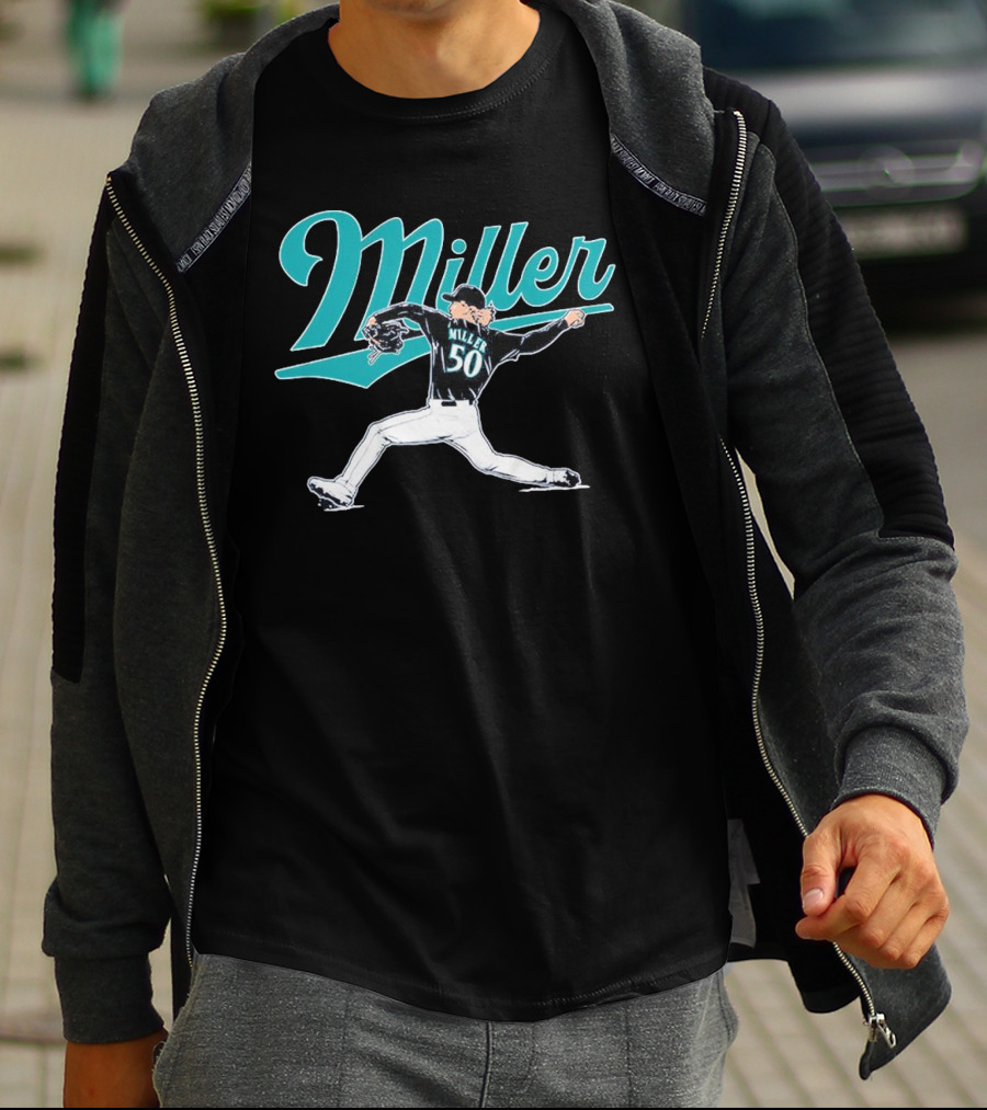 Seattle Mariners Bryce Miller 50 Pitcher T-Shirt