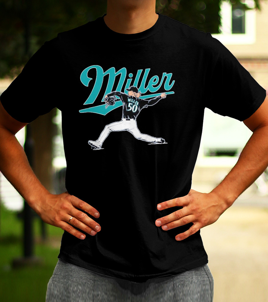 Seattle Mariners Bryce Miller 50 Pitcher T-Shirt