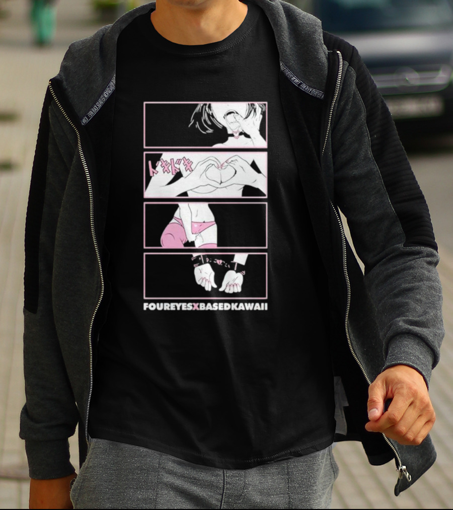 FOUREYES X BASED KAWAII TOKIDOKI HAND HEART PINK AESTHETIC T-Shirt