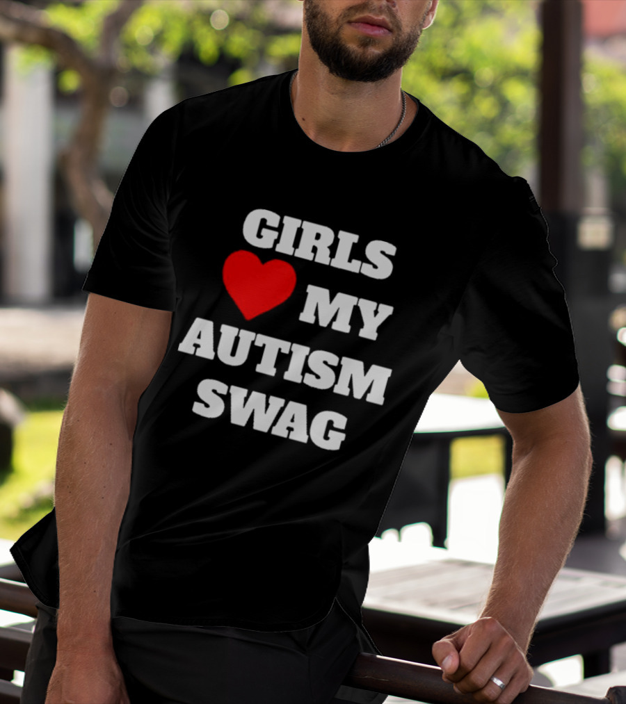 GIRLS LOVE HEART MY AUTISM SWAG T-Shirt
