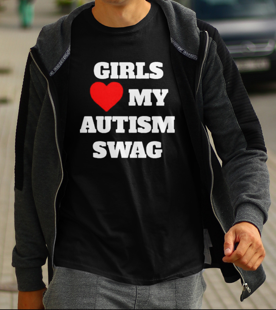 GIRLS LOVE HEART MY AUTISM SWAG T-Shirt