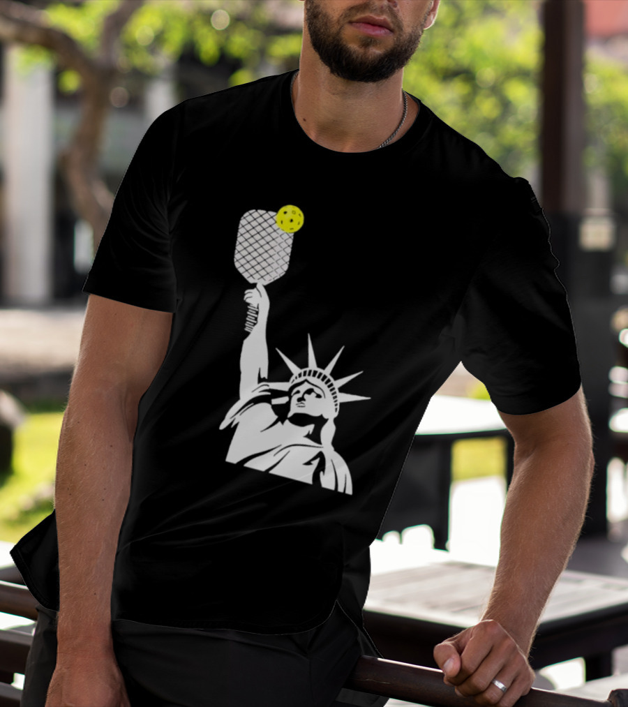 Statue Of Liberty With Pickleball Paddle And Ball T-Shirt