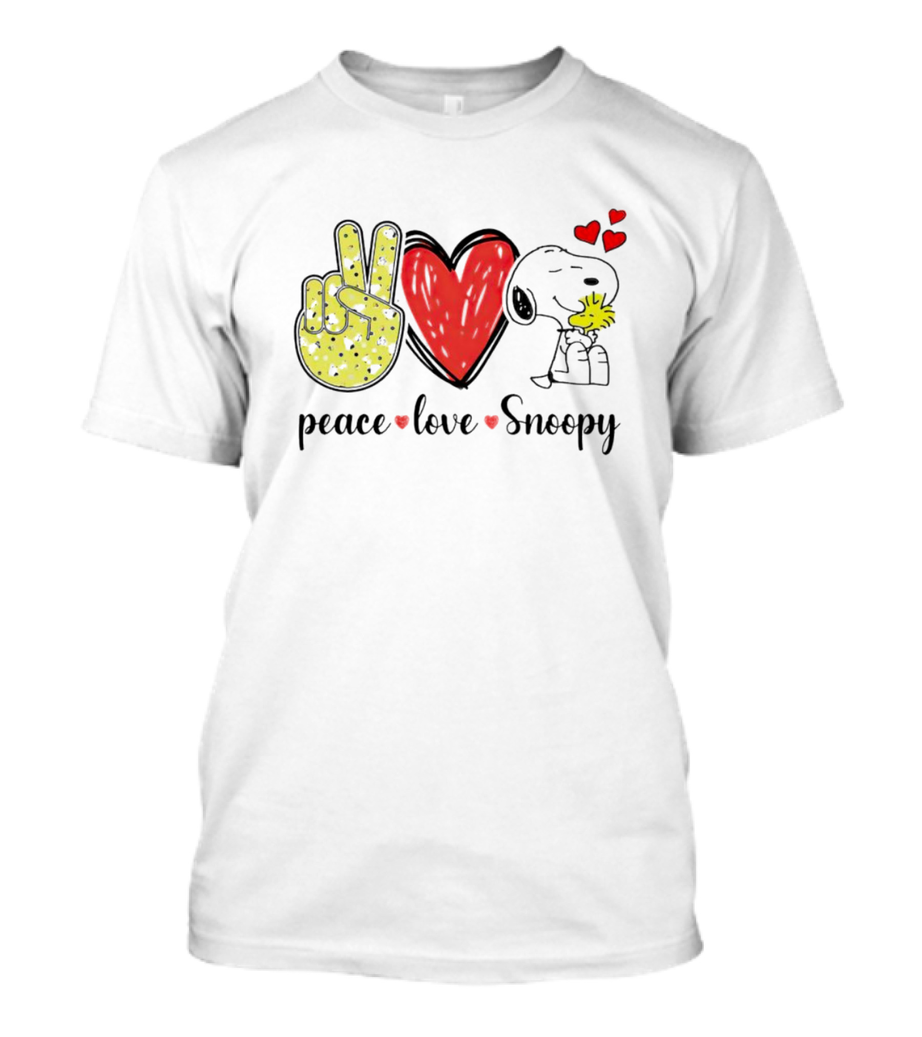 Peace Love Snoopy Hug Woodstock T-Shirt