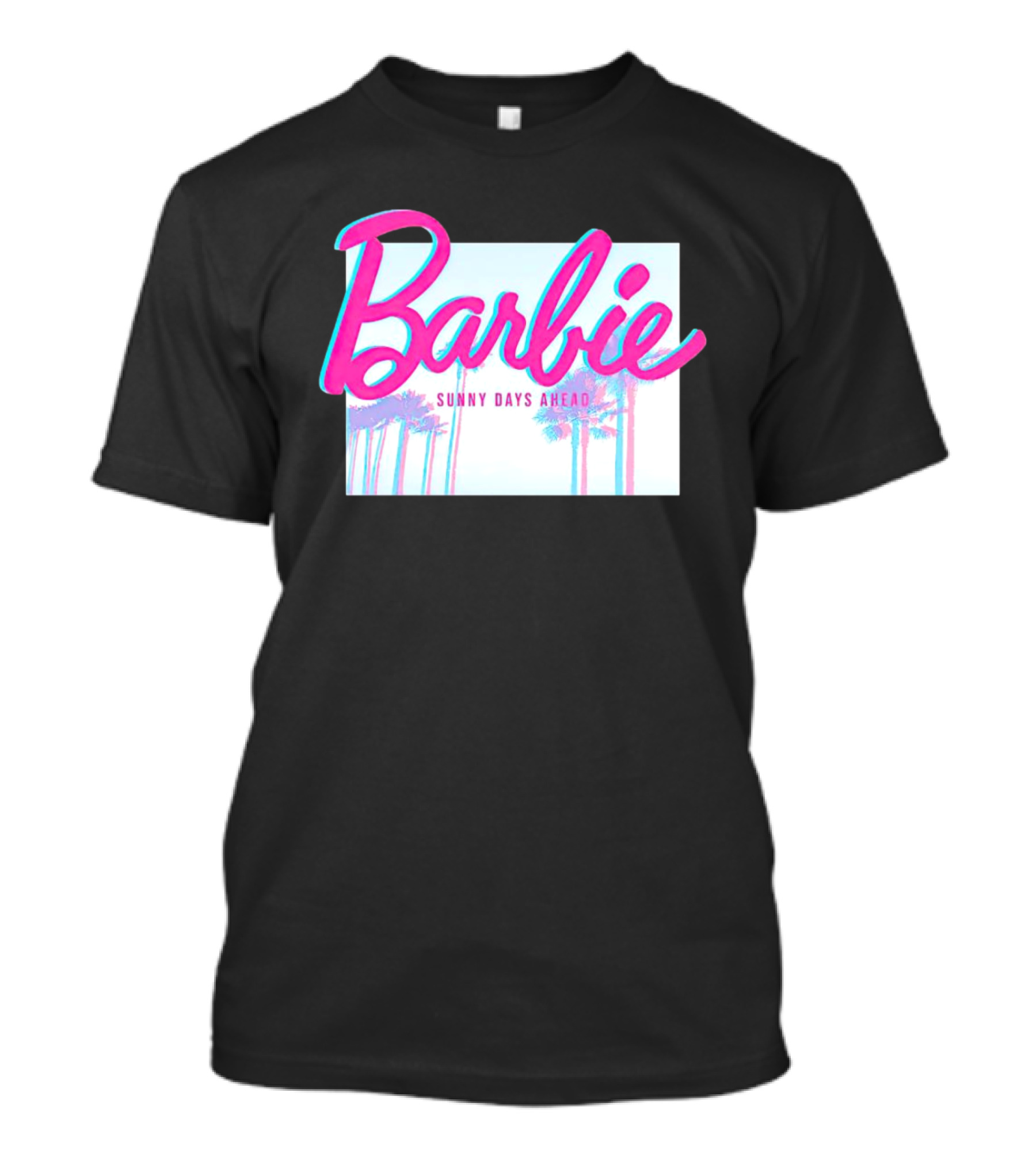 Barbie Sunny Days Ahead Palm Trees Vibrant 3D Text T-Shirt