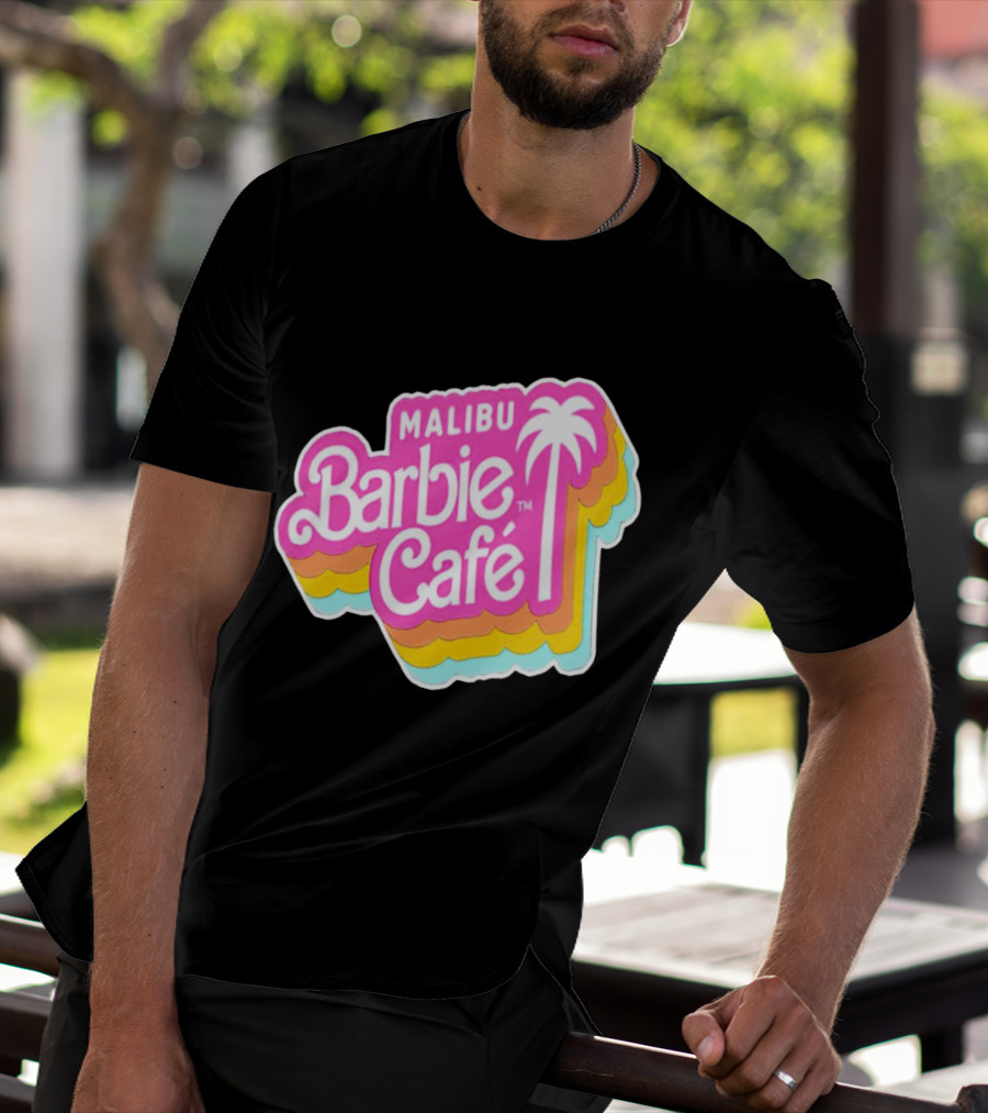 Malibu Barbie Cafe Colorful Retro Logo With Palm Tree T-Shirt