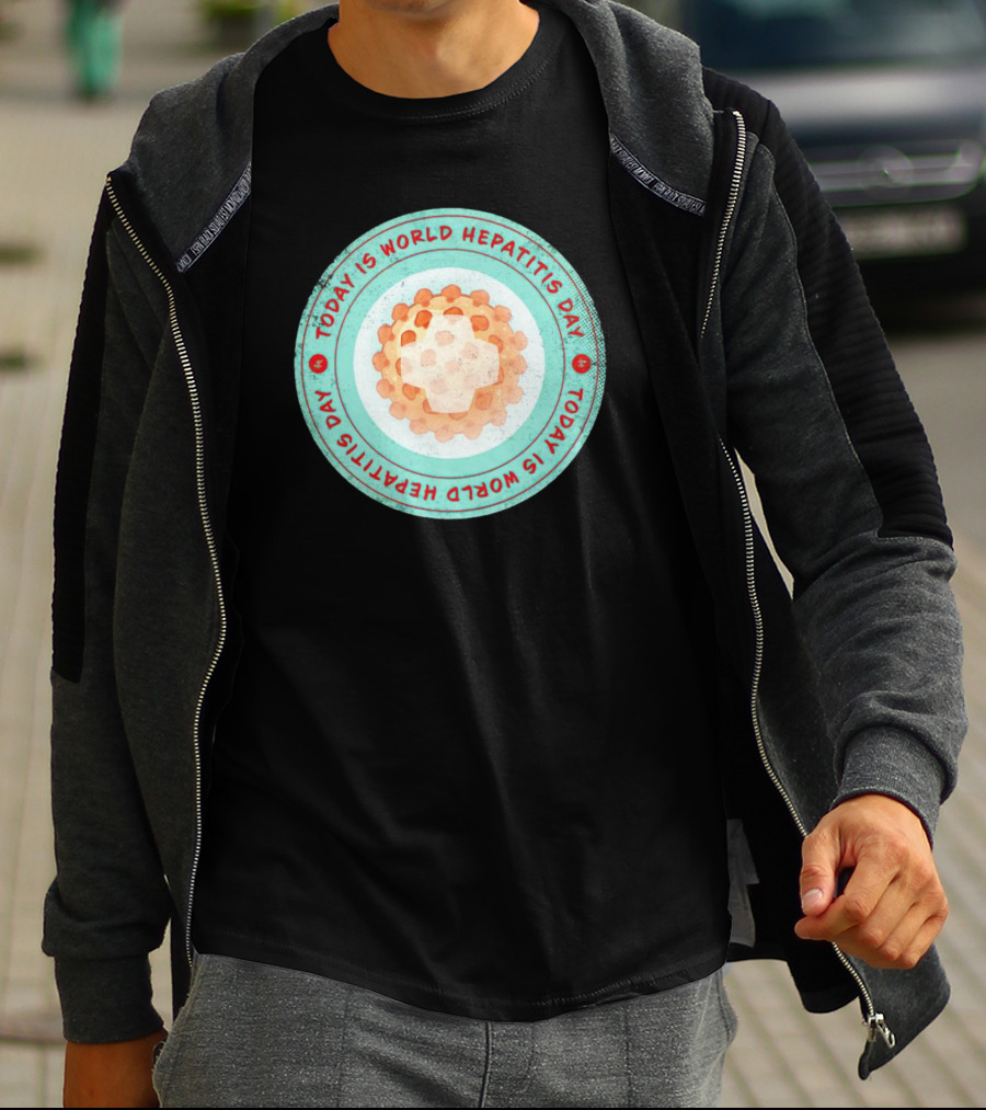 Today Is World Hepatitis Day Circular Design With Virus Representation T-Shirt