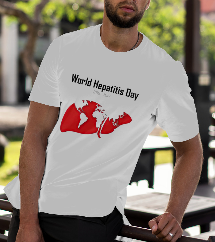 World Hepatitis Day 28th July Red Liver Map T-Shirt