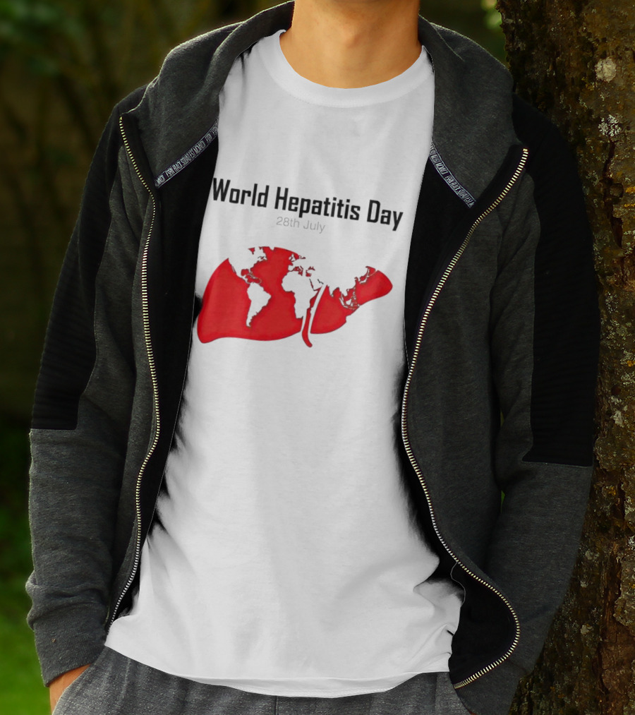 World Hepatitis Day 28th July Red Liver Map T-Shirt