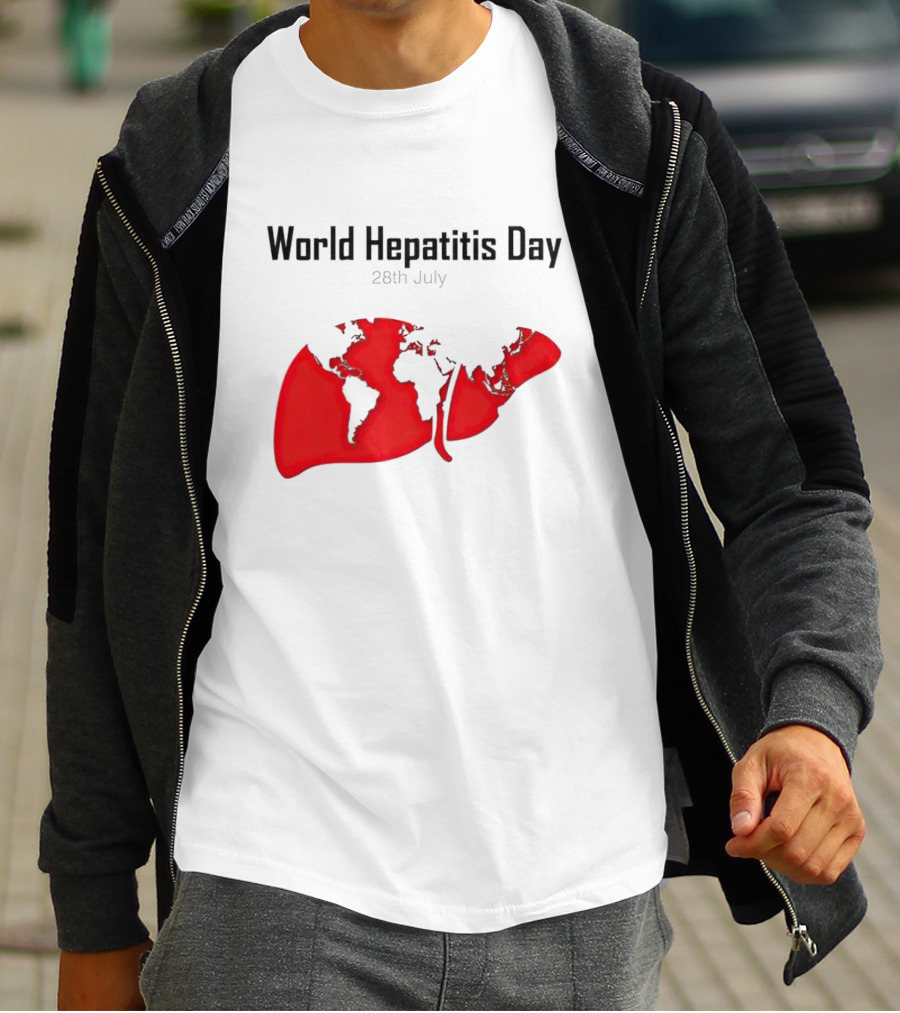 World Hepatitis Day 28th July Red Liver Map T-Shirt
