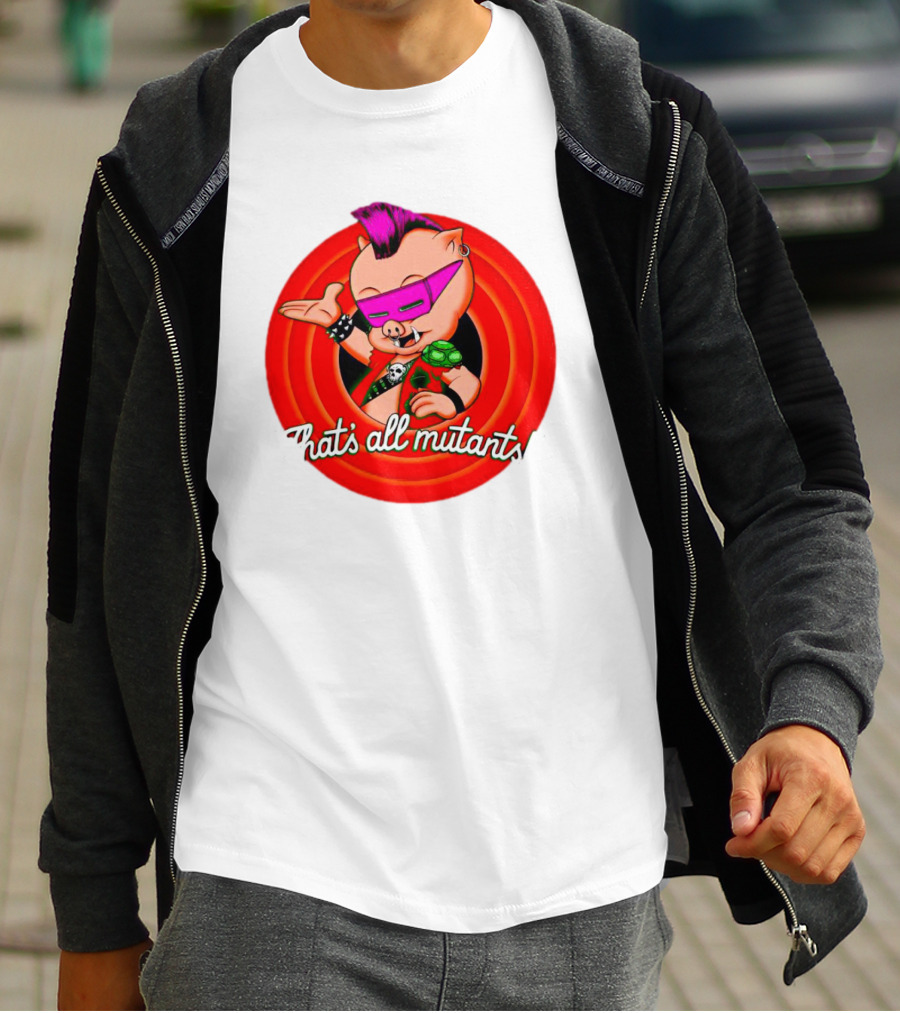 Bebop That's All Mutants Teenage Punk Pig Character In Red Circle T-Shirt