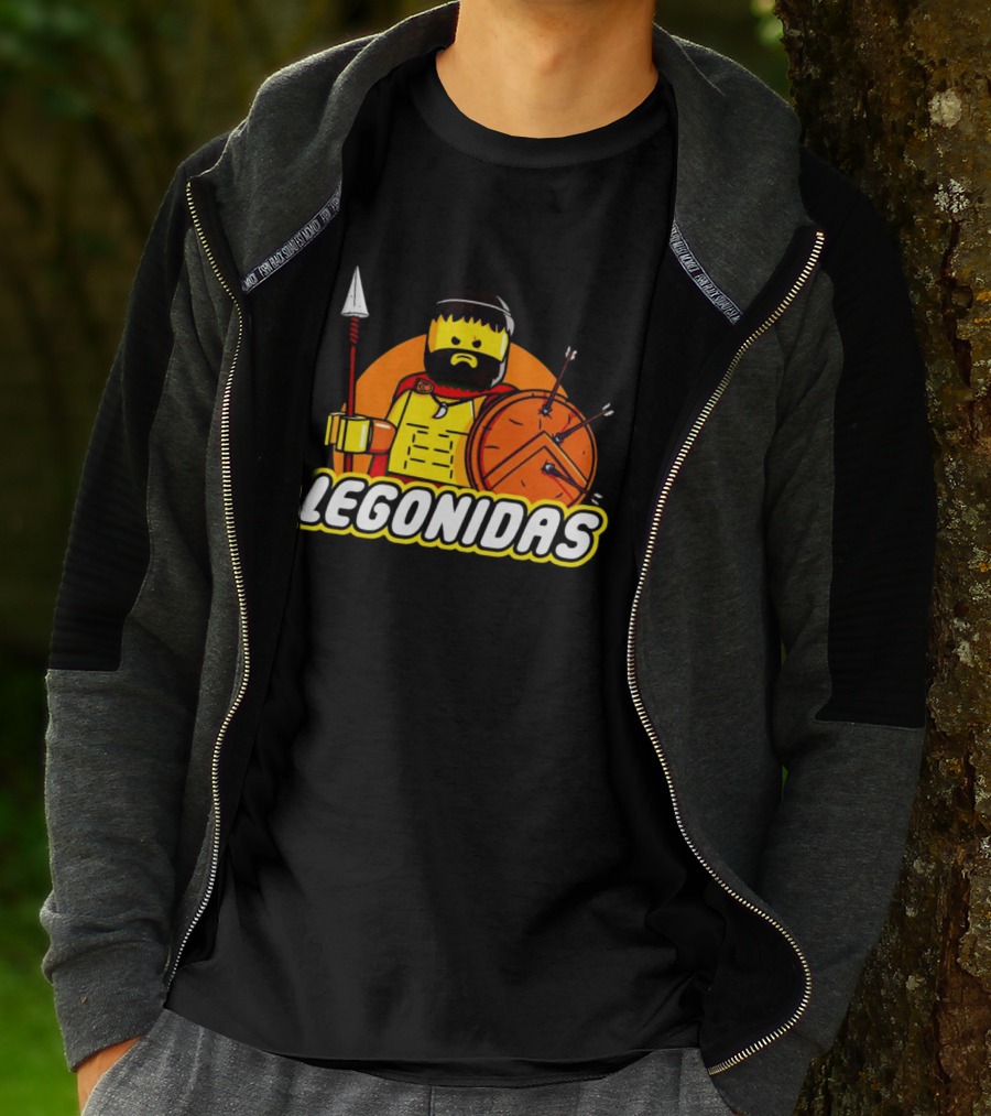 Lego Minifigure Legonidas Warrior Shield Spear T-Shirt