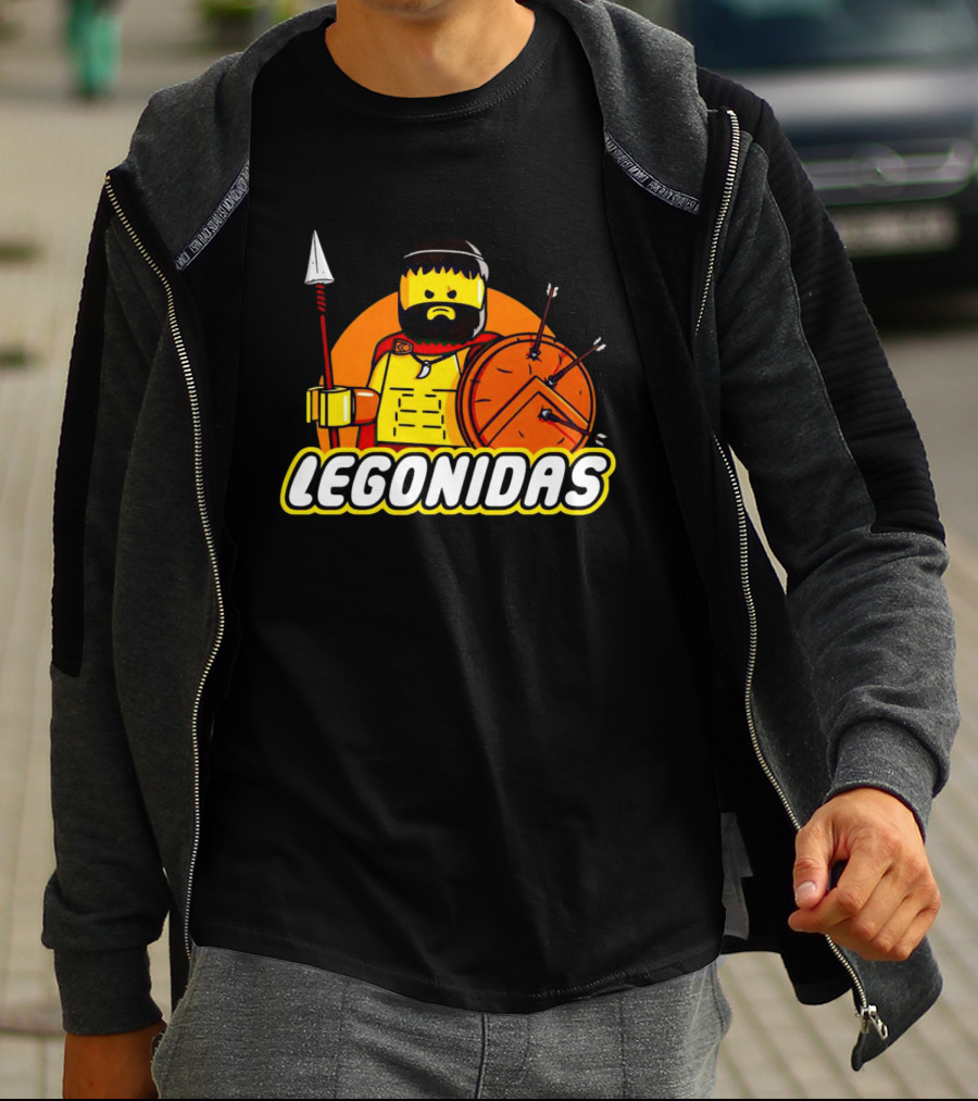 Lego Minifigure Legonidas Warrior Shield Spear T-Shirt