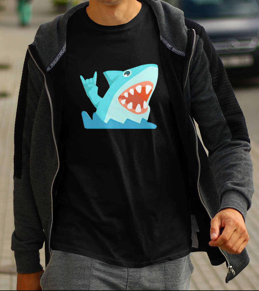Shark Devil Horns Rock Gesture T-Shirt