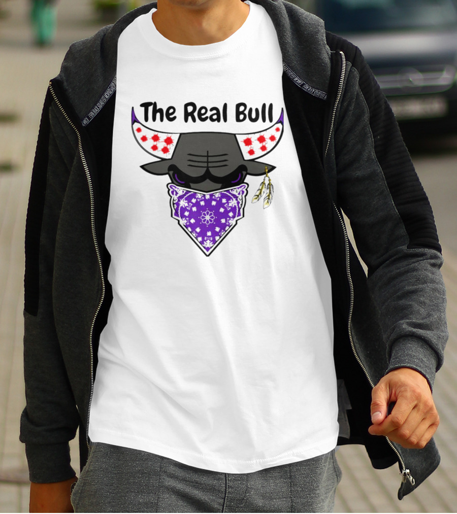 The Real Bull Purple Bandana Horns With Red Accents T-Shirt