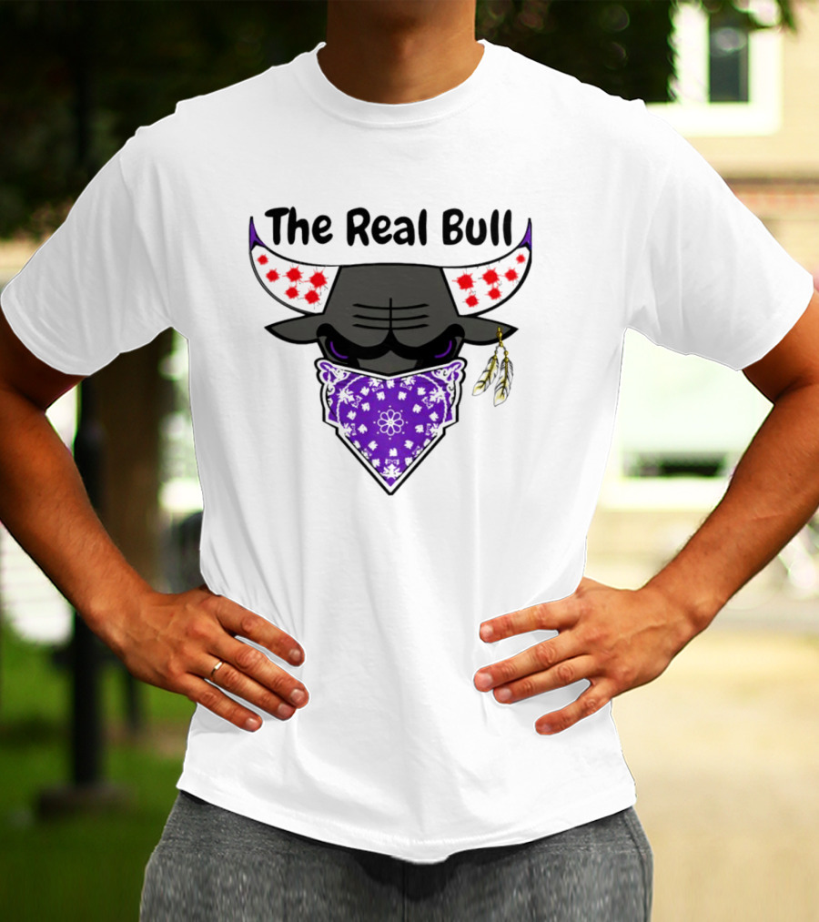 The Real Bull Purple Bandana Horns With Red Accents T-Shirt