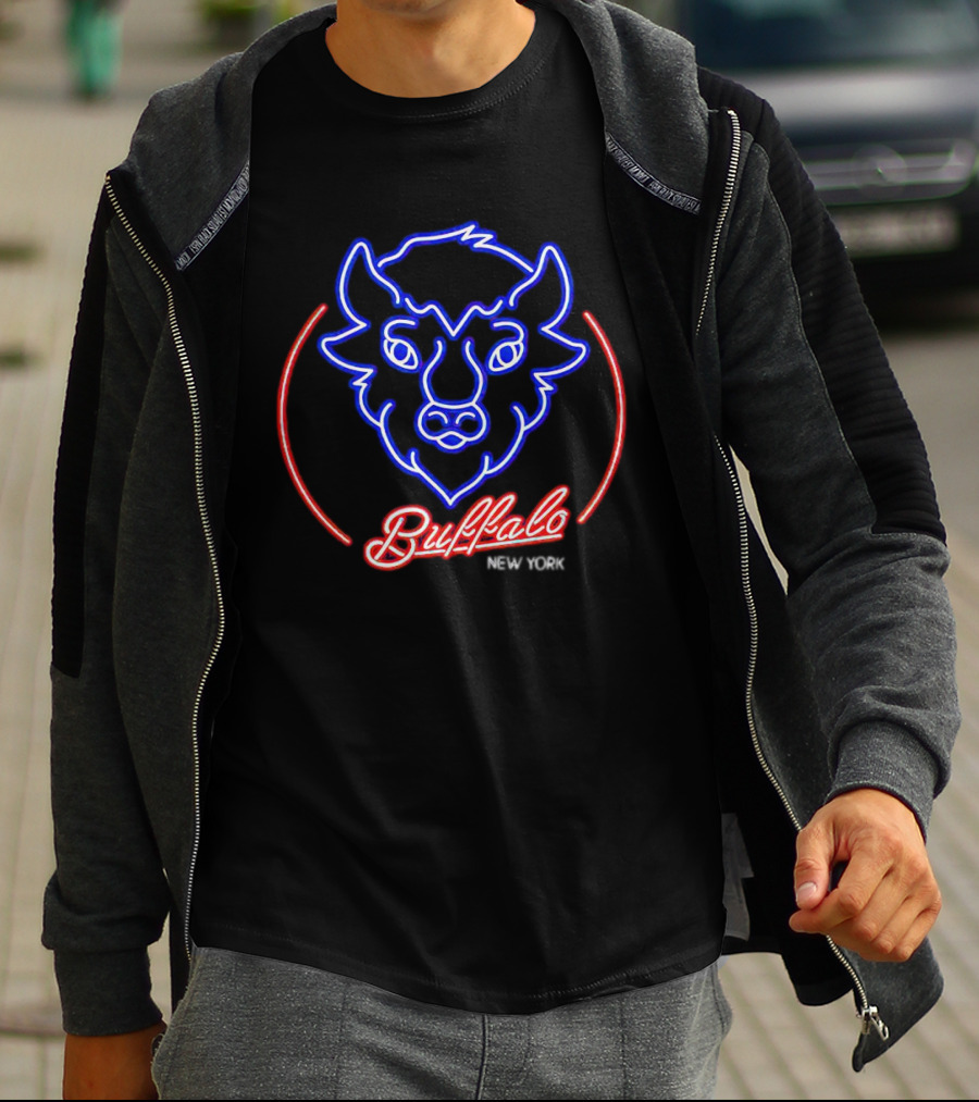 Buffalo New York Neon Bison Head T-Shirt