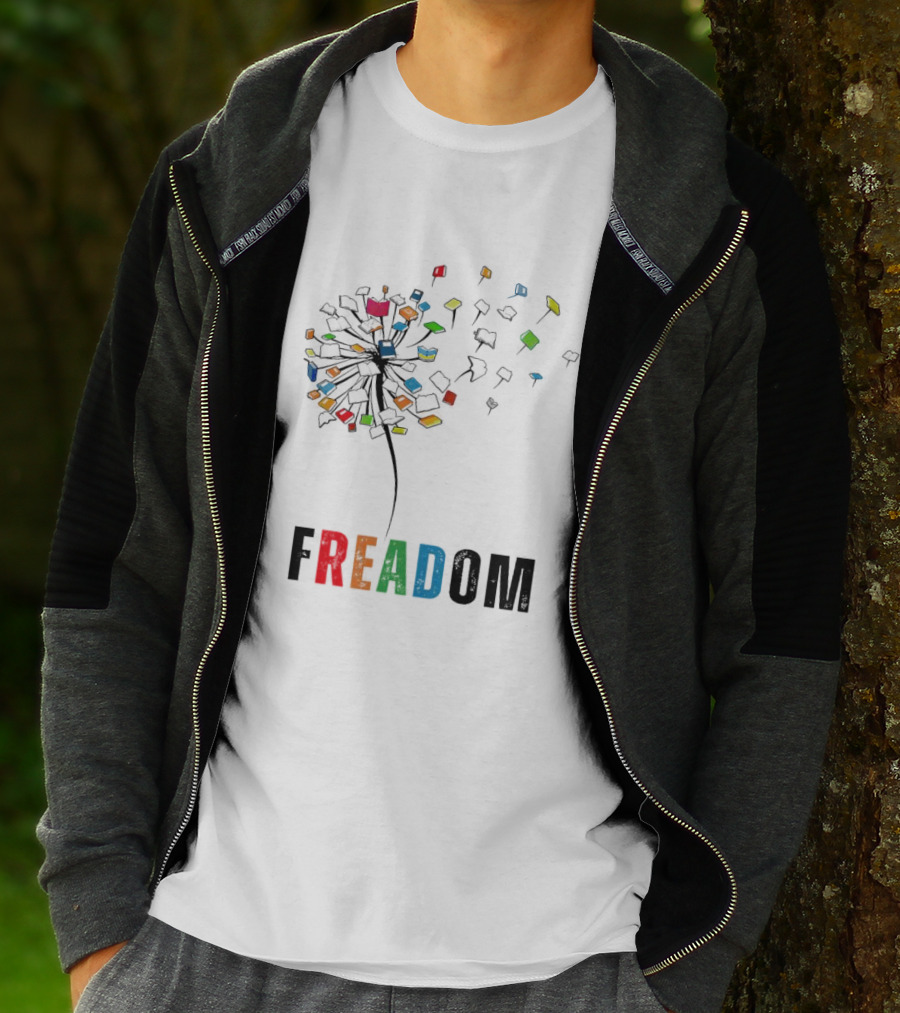 Dandelion Freadom Book Colorful Bloom T-Shirt