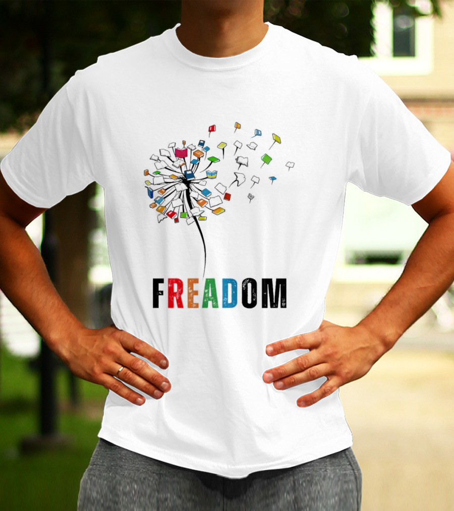 Dandelion Freadom Book Colorful Bloom T-Shirt