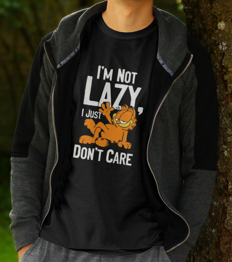 Garfield I'm Not Lazy I Just Don't Care Funny Cat Iconic Cartoon Character T-Shirt