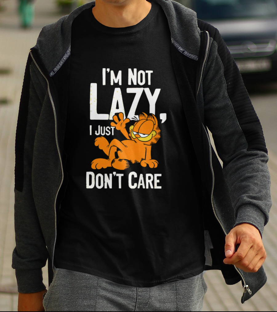 Garfield I'm Not Lazy I Just Don't Care Funny Cat Iconic Cartoon Character T-Shirt