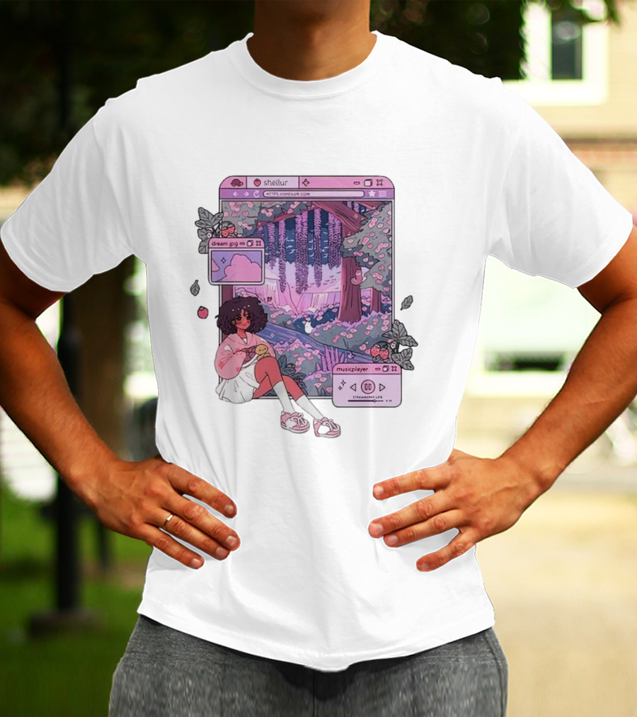 Sheilur Dreamy Strawberry Dream PNG Music Player T-Shirt