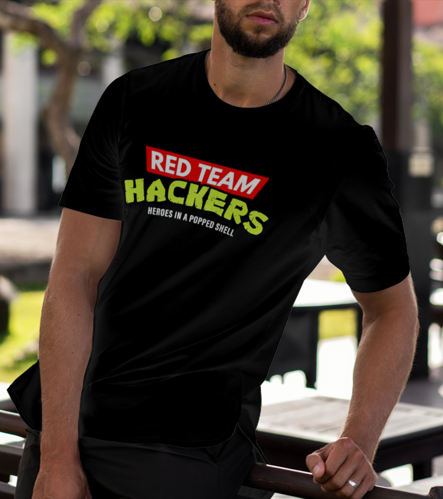 Red Team Hackers Heroes In A Popped Shell Retro Style Green T-Shirt