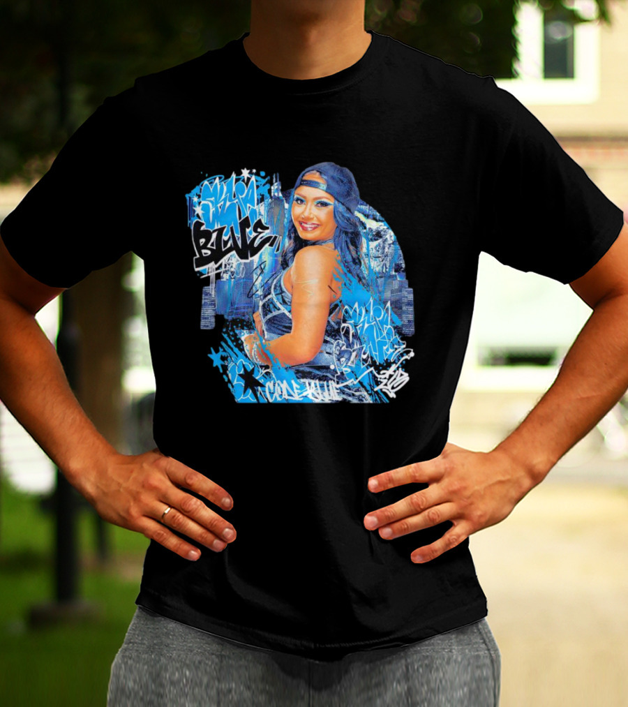 Skye Blue Cold Blue Graffiti Style Streetwear T-Shirt