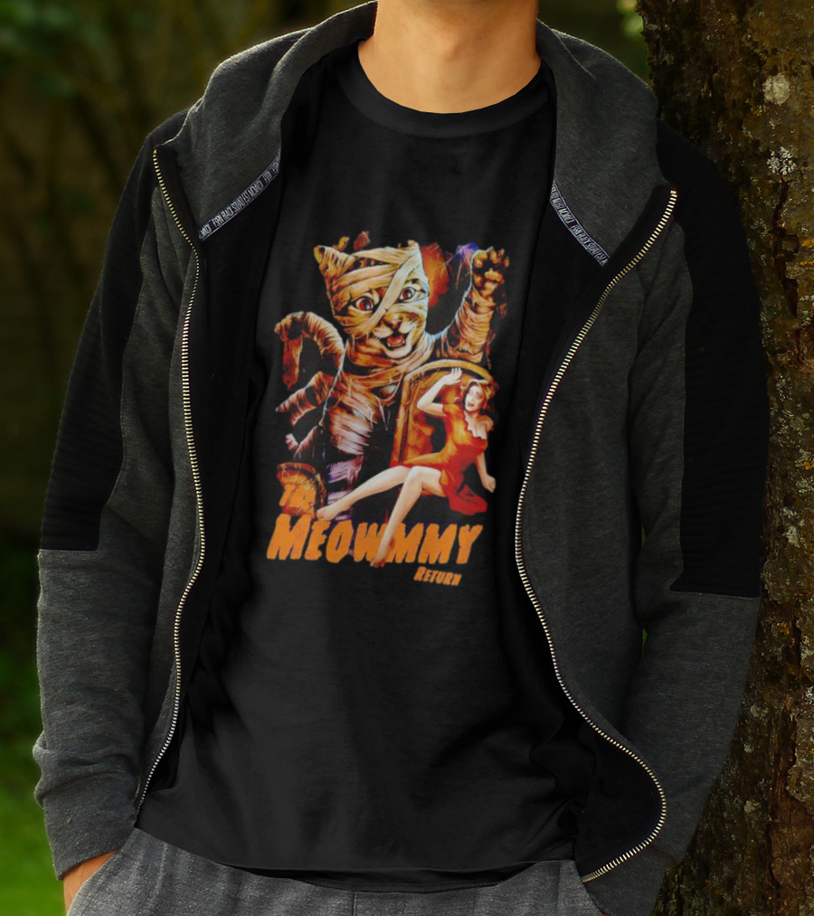 The Meowmmy Return Halloween Cat And Mummy Monster Movie T-Shirt