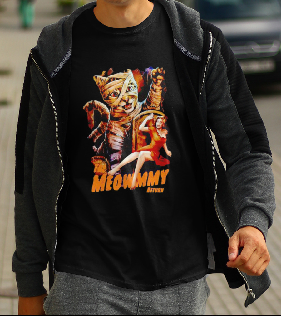 The Meowmmy Return Halloween Cat And Mummy Monster Movie T-Shirt