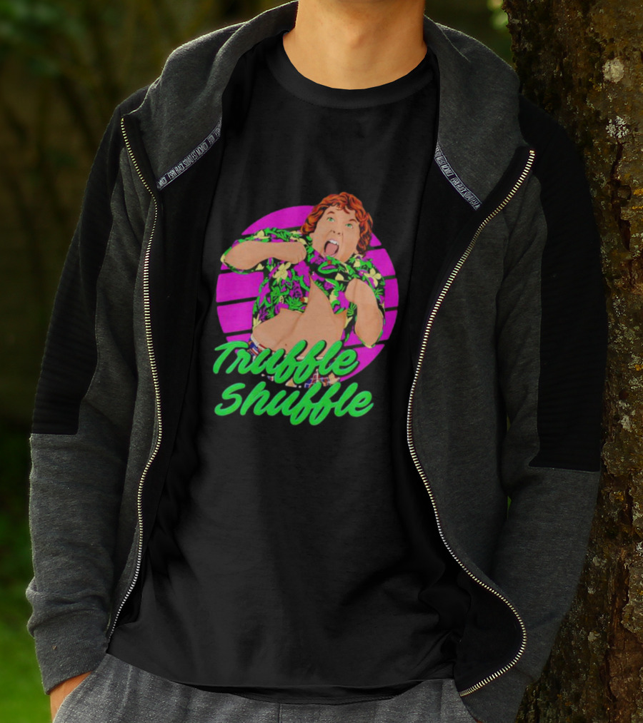 Truffle Shuffle 80s Retro Style With Hawaiian Shirt And Neon Colors T-Shirt