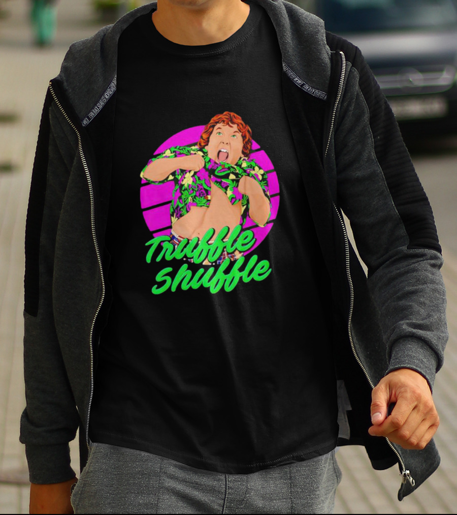 Truffle Shuffle 80s Retro Style With Hawaiian Shirt And Neon Colors T-Shirt