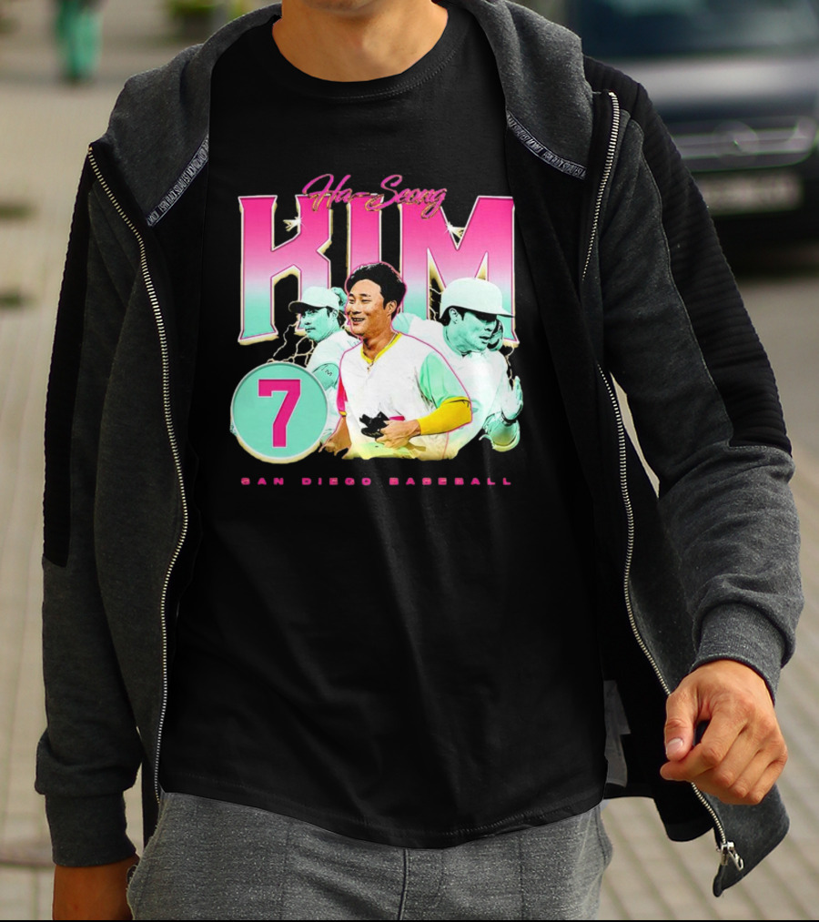 Ha-Seong Kim San Diego Baseball Lightning 90s Style Pink 7 T-Shirt