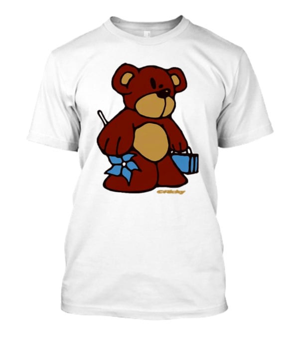 Ricky Montgomery Teddy Bear With Blue Flower And Suitcase T-Shirt