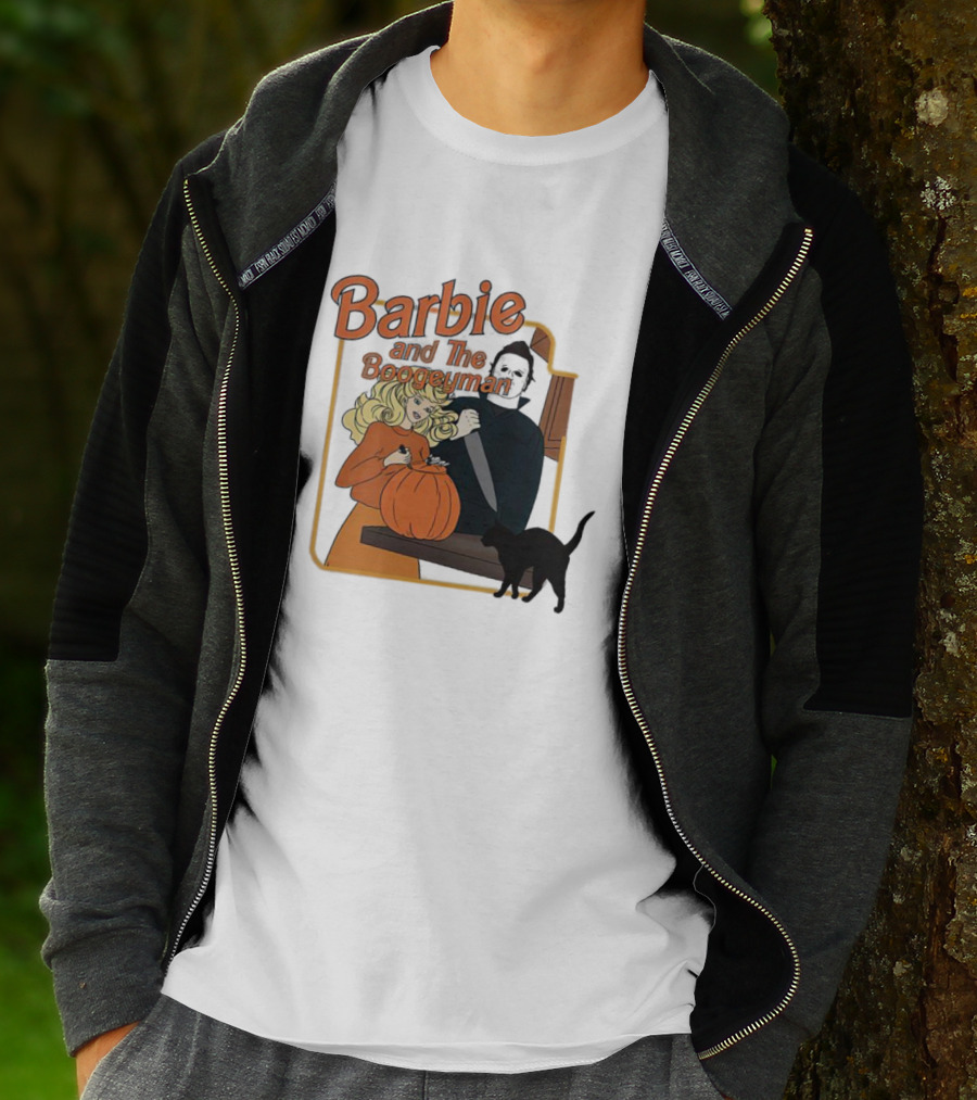 Barbie And The Boogeyman Halloween Pumpkin Cat Scene T-Shirt