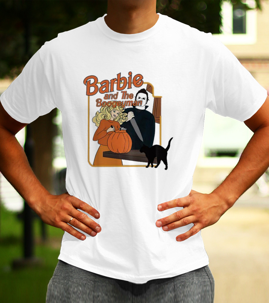 Barbie And The Boogeyman Halloween Pumpkin Cat Scene T-Shirt