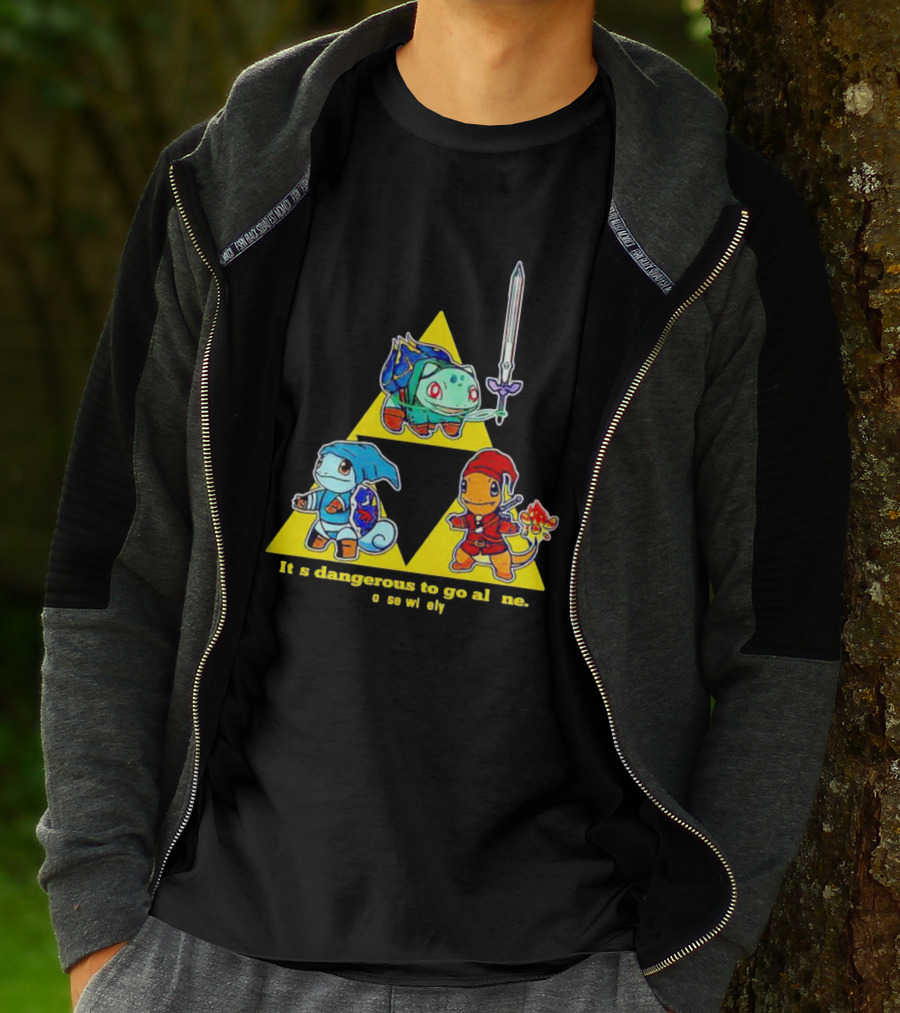 Pokemon Triforce Crossover It's Dangerous To Go Alone Choose Wisely T-Shirt