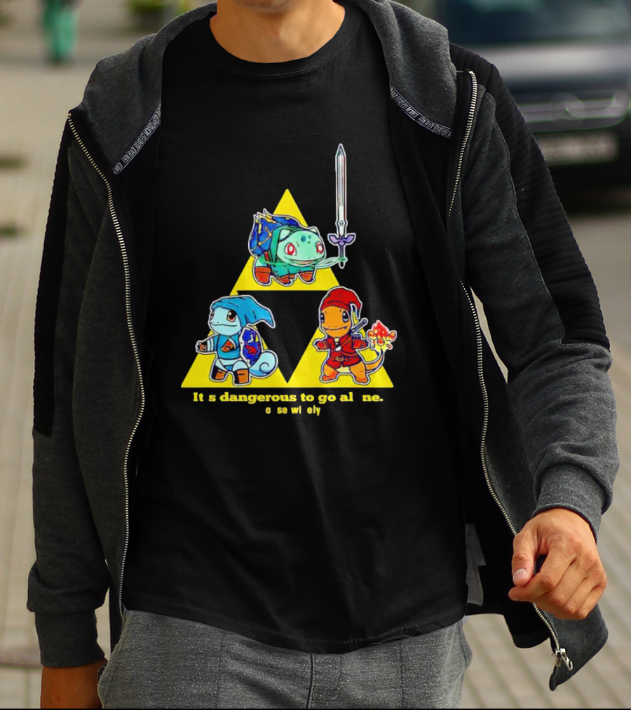 Pokemon Triforce Crossover It's Dangerous To Go Alone Choose Wisely T-Shirt