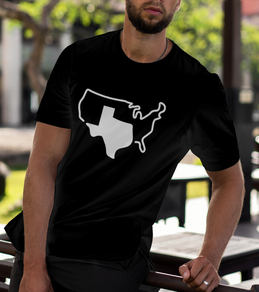 Texas Shape Overlay On United States Outline America Grand Texas T-Shirt