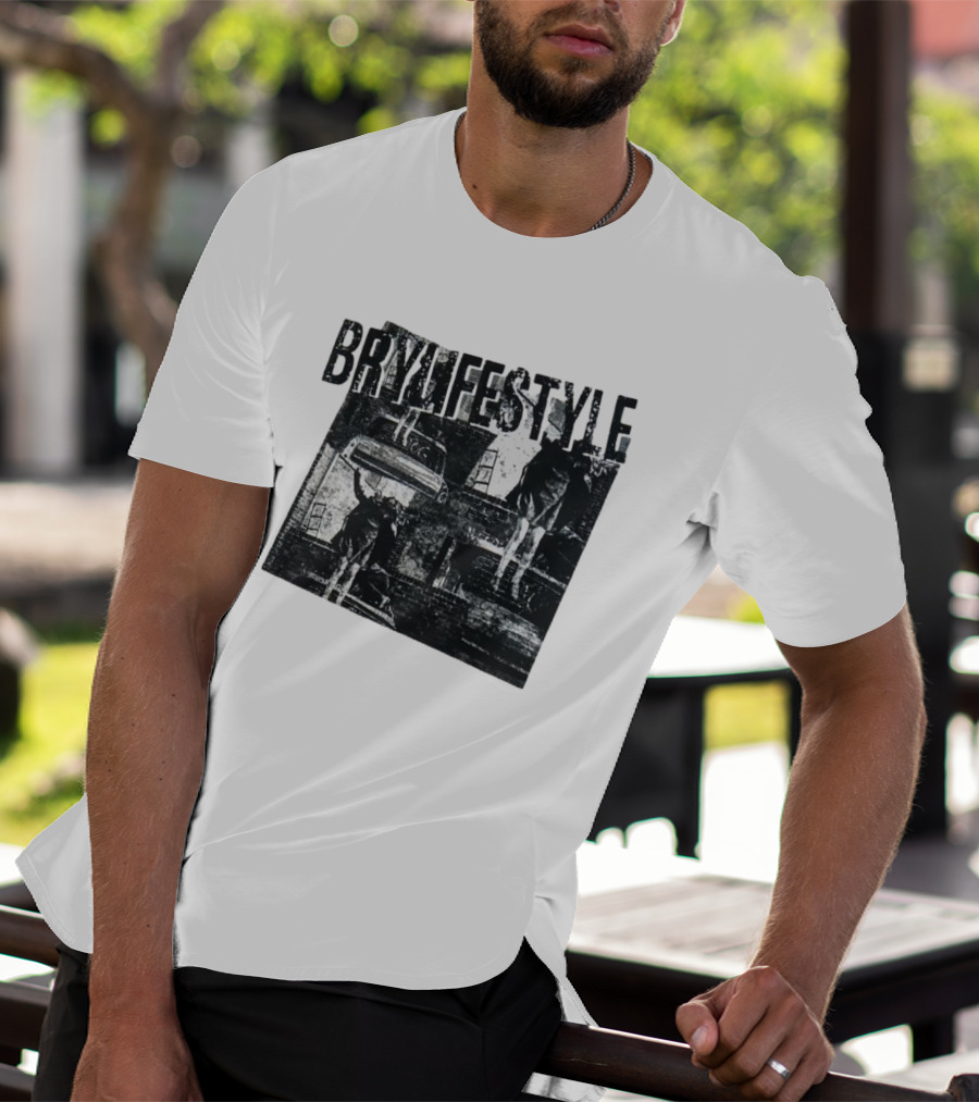 BRYLIFESTYLE Causing A Disturbance With Retro Car And Levitating Figures T-Shirt