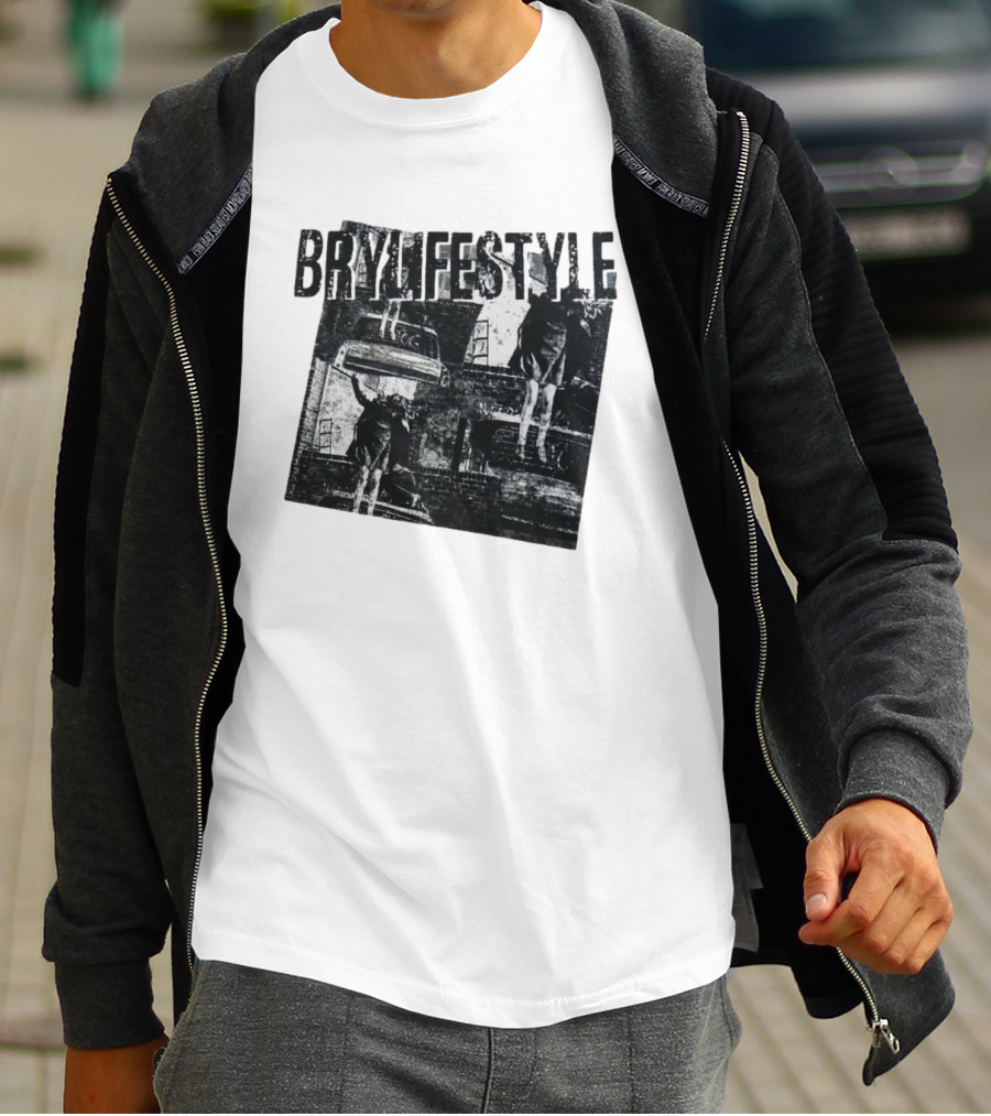 BRYLIFESTYLE Causing A Disturbance With Retro Car And Levitating Figures T-Shirt