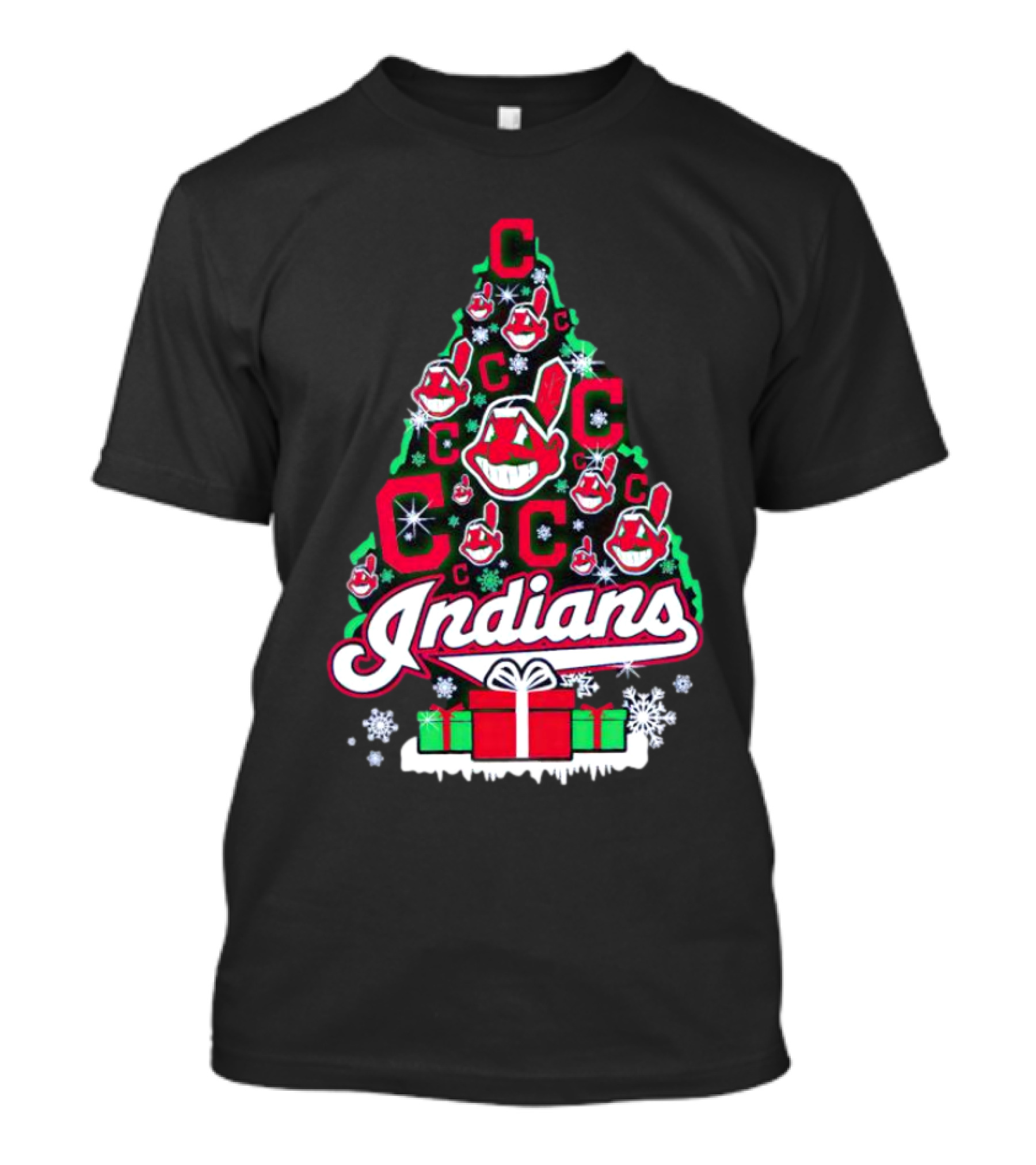 Cleveland Indians Christmas Tree Holiday T-Shirt