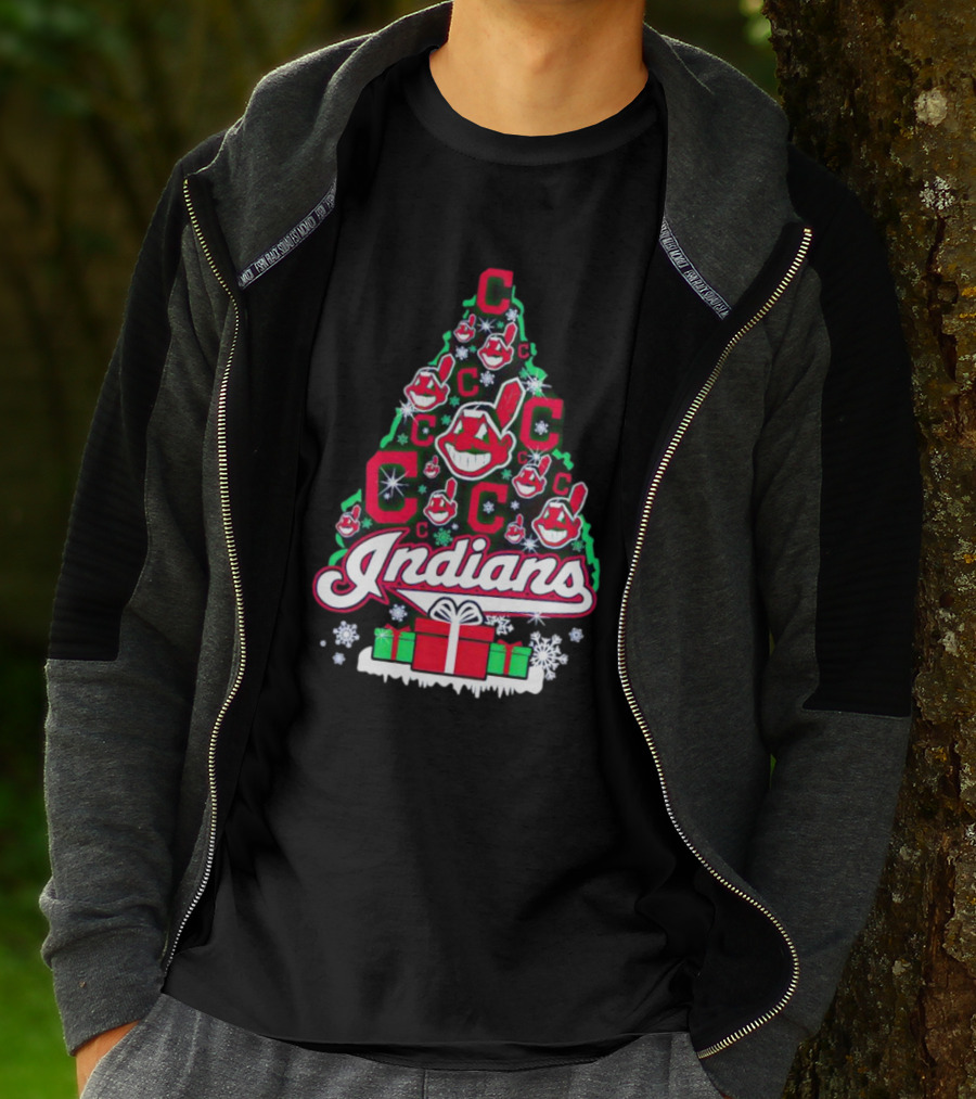 Cleveland Indians Christmas Tree Holiday T-Shirt